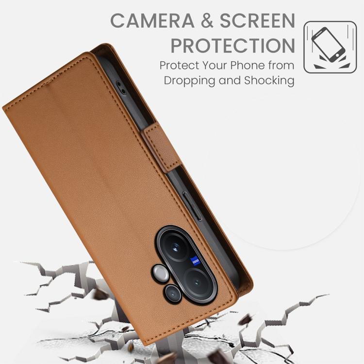 For vivo V60 5G Side Buckle Magnetic Frosted Leather Phone Case