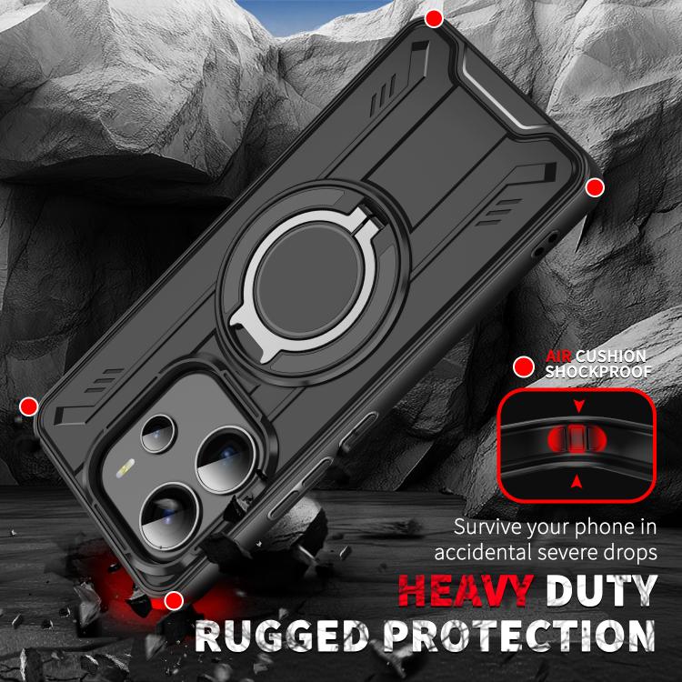 For Redmi Note 14 Pro 5G Rotating Ring Holder Magnetic MagSafe Phone Case