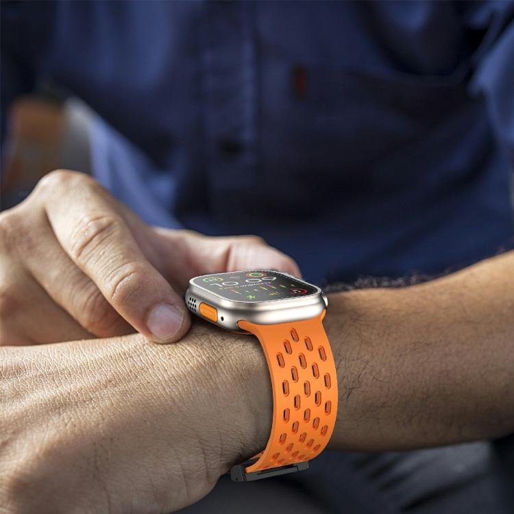 For Apple Watch 46mm / 49mm / 45mm / 44mm Kalebol Mesh Umbrella Buckle Silicone Watch Strap