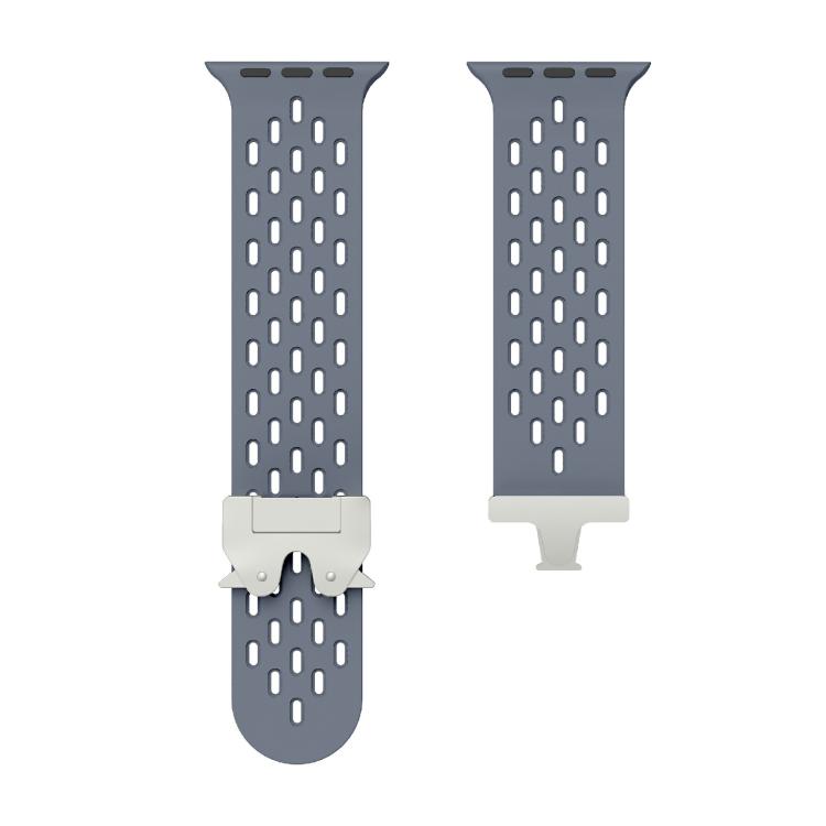 For Apple Watch 46mm / 49mm / 45mm / 44mm Kalebol Mesh Silver Umbrella Buckle Silicone Strap