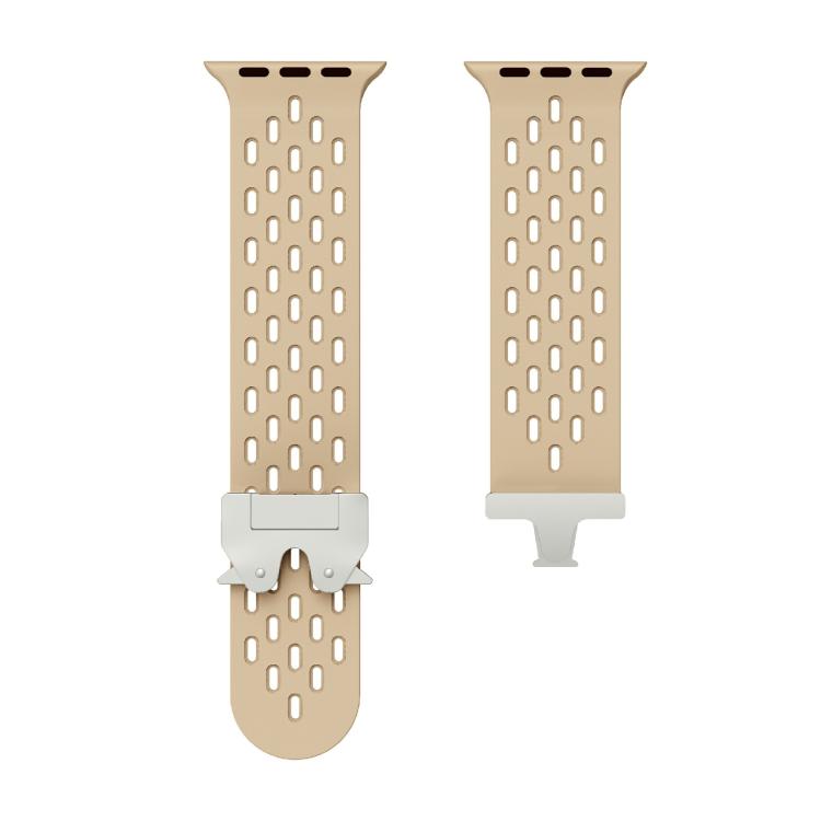 For Apple Watch 46mm / 49mm / 45mm / 44mm Kalebol Mesh Silver Umbrella Buckle Silicone Strap