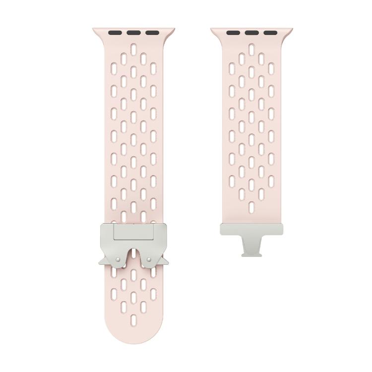 For Apple Watch 46mm / 49mm / 45mm / 44mm Kalebol Mesh Silver Umbrella Buckle Silicone Strap