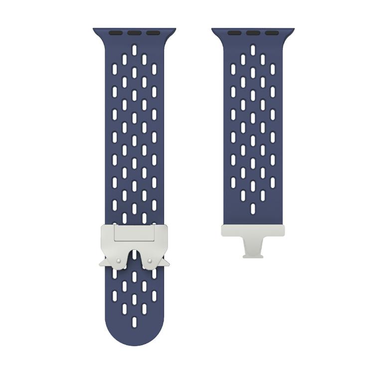 For Apple Watch 46mm / 49mm / 45mm / 44mm Kalebol Mesh Silver Umbrella Buckle Silicone Strap