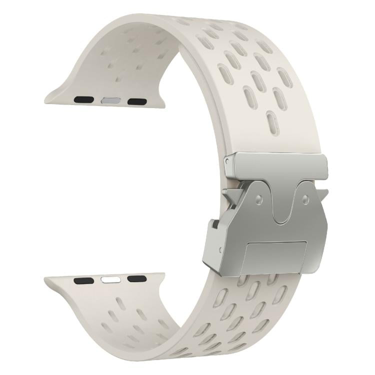 For Apple Watch 46mm / 49mm / 45mm / 44mm Kalebol Mesh Silver Umbrella Buckle Silicone Strap