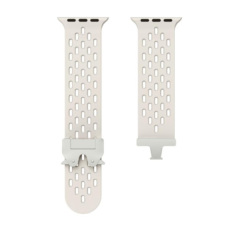 For Apple Watch 46mm / 49mm / 45mm / 44mm Kalebol Mesh Silver Umbrella Buckle Silicone Strap