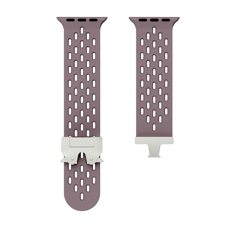 For Apple Watch 46mm / 49mm / 45mm / 44mm Kalebol Mesh Silver Umbrella Buckle Silicone Strap