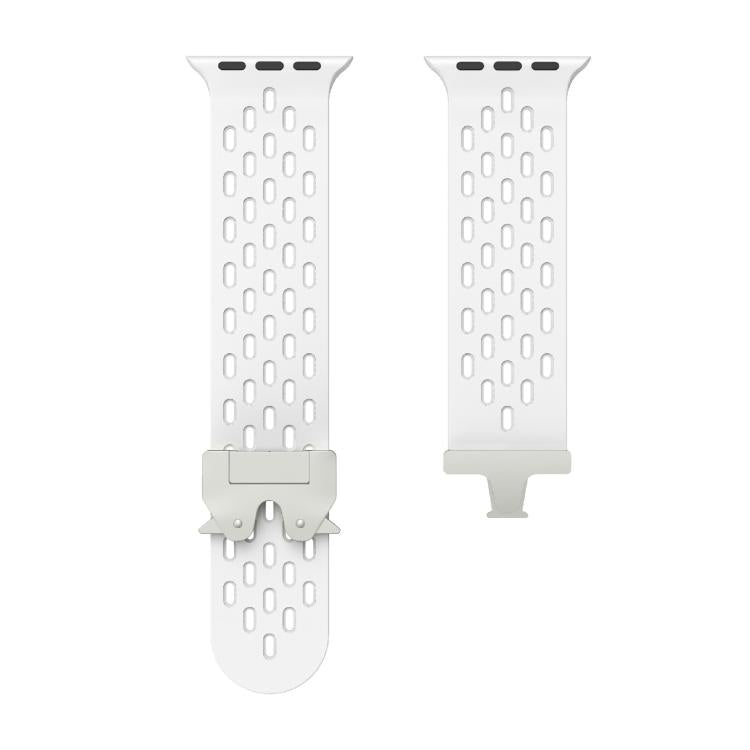 For Apple Watch 42mm / 41mm / 40mm / 38mm Kalebol Mesh Silver Umbrella Buckle Silicone Strap