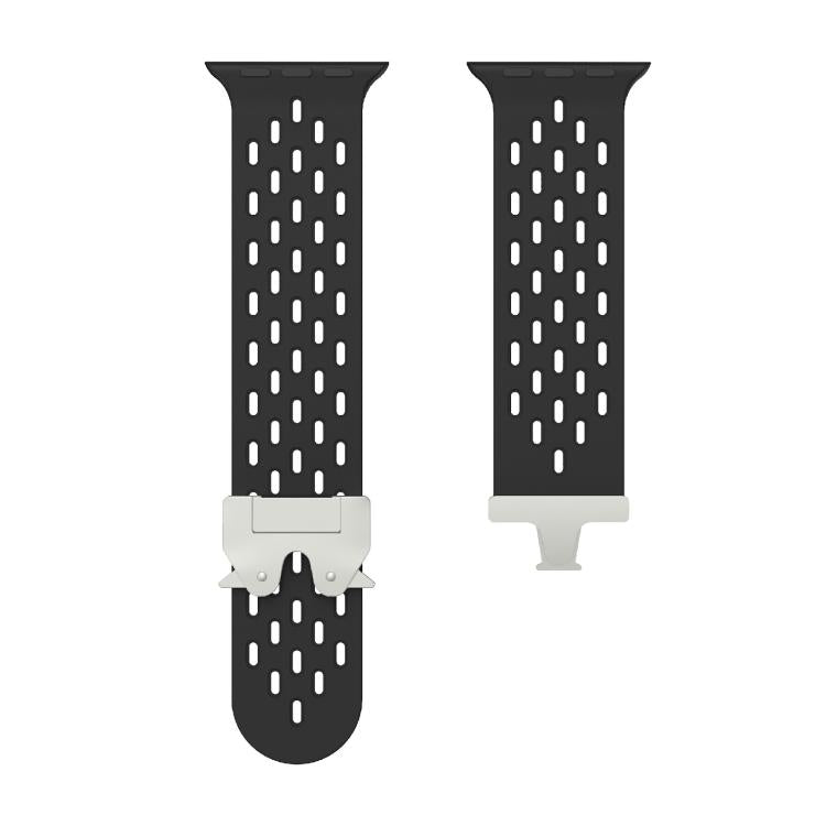 For Apple Watch 42mm / 41mm / 40mm / 38mm Kalebol Mesh Silver Umbrella Buckle Silicone Strap