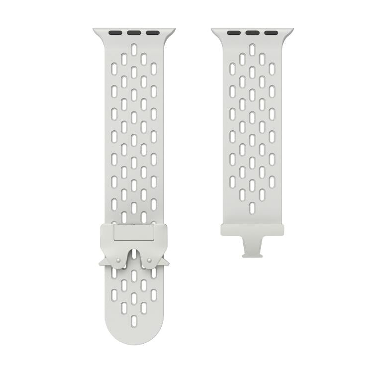 For Apple Watch 42mm / 41mm / 40mm / 38mm Kalebol Mesh Silver Umbrella Buckle Silicone Strap