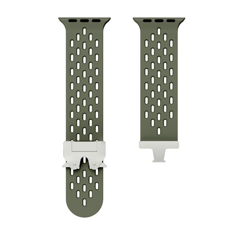 For Apple Watch 42mm / 41mm / 40mm / 38mm Kalebol Mesh Silver Umbrella Buckle Silicone Strap