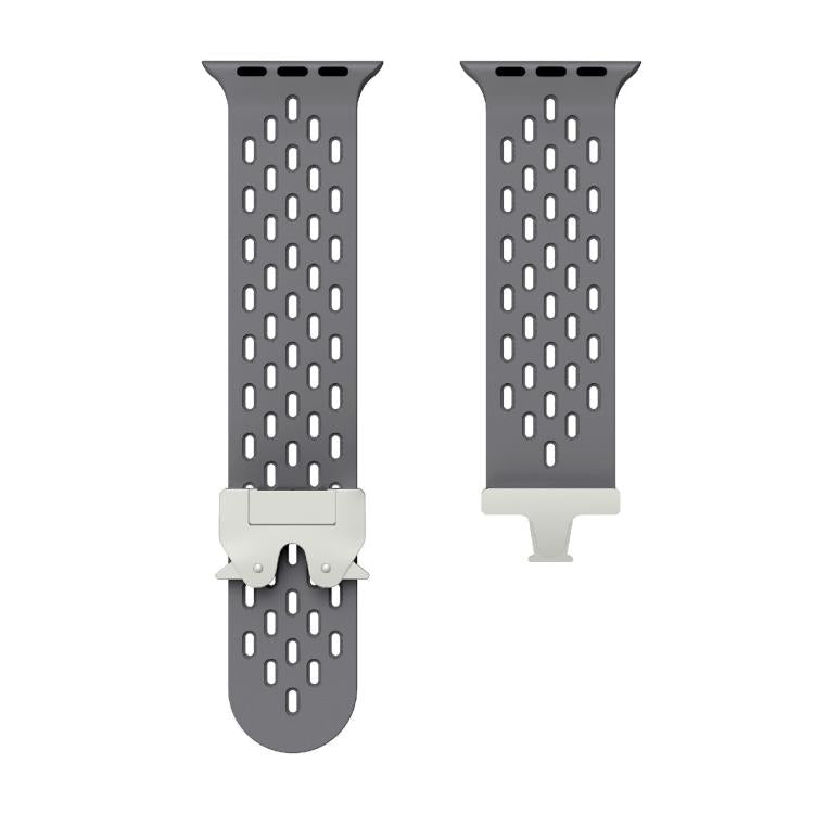 For Apple Watch 42mm / 41mm / 40mm / 38mm Kalebol Mesh Silver Umbrella Buckle Silicone Strap