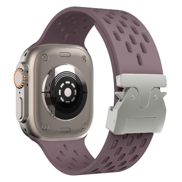 For Apple Watch 42mm / 41mm / 40mm / 38mm Kalebol Mesh Silver Umbrella Buckle Silicone Strap