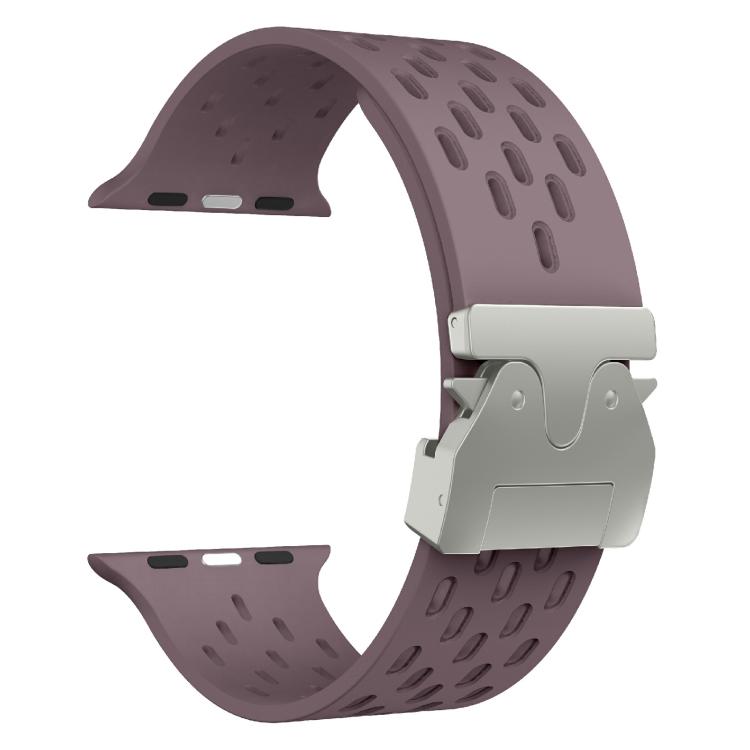For Apple Watch 42mm / 41mm / 40mm / 38mm Kalebol Mesh Silver Umbrella Buckle Silicone Strap