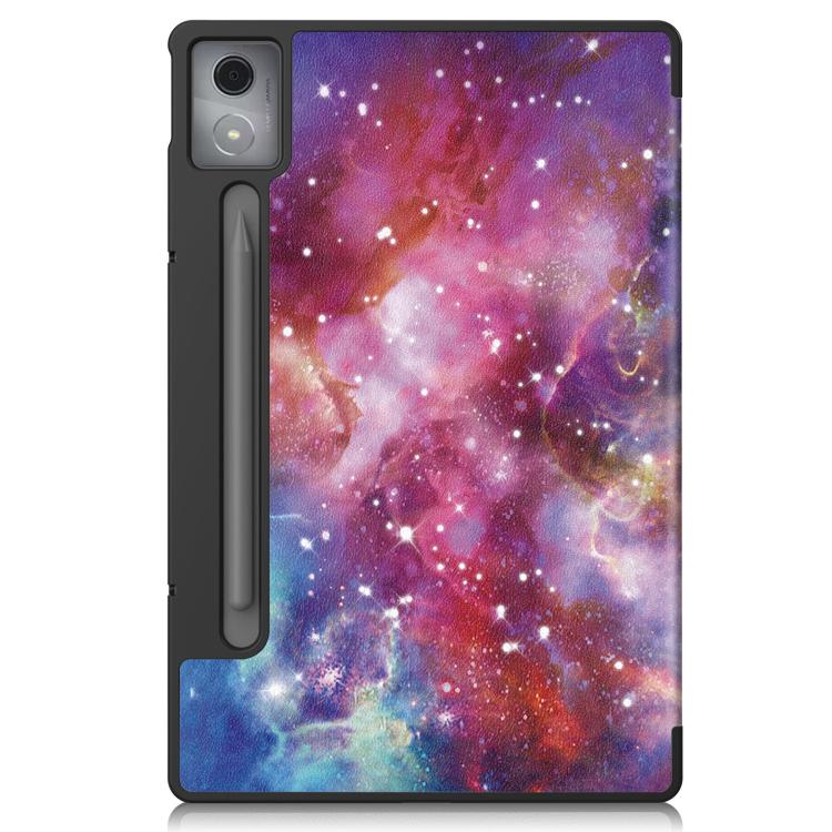 For Lenovo Idea Tab Pro Custer Painted 3-Fold Holder Leather Smart Tablet Case