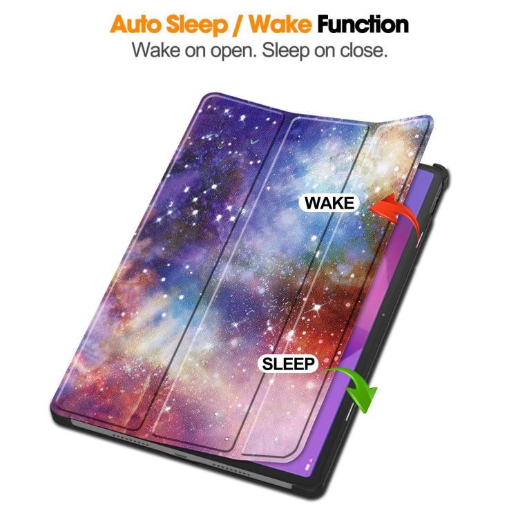 For Lenovo Idea Tab Pro Custer Painted 3-Fold Holder Leather Smart Tablet Case