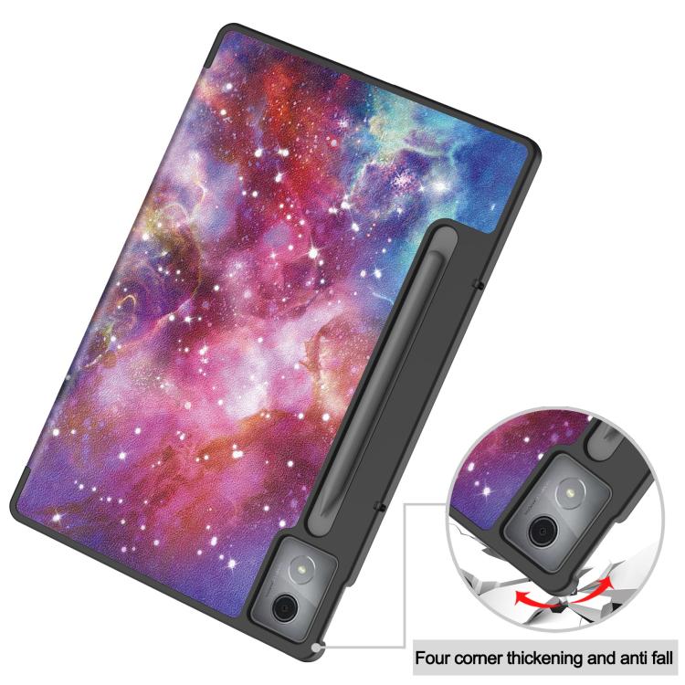 For Lenovo Idea Tab Pro Custer Painted 3-Fold Holder Leather Smart Tablet Case