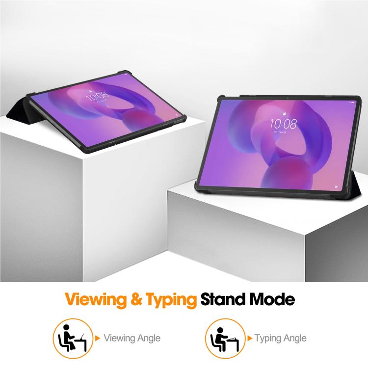For Lenovo Idea Tab Pro Custer Painted 3-Fold Holder Leather Smart Tablet Case
