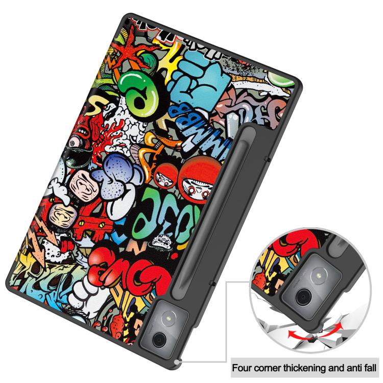 For Lenovo Idea Tab Pro Custer Painted 3-Fold Holder Leather Smart Tablet Case