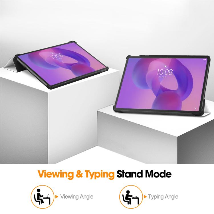 For Lenovo Idea Tab Pro Custer Painted 3-Fold Holder Leather Smart Tablet Case