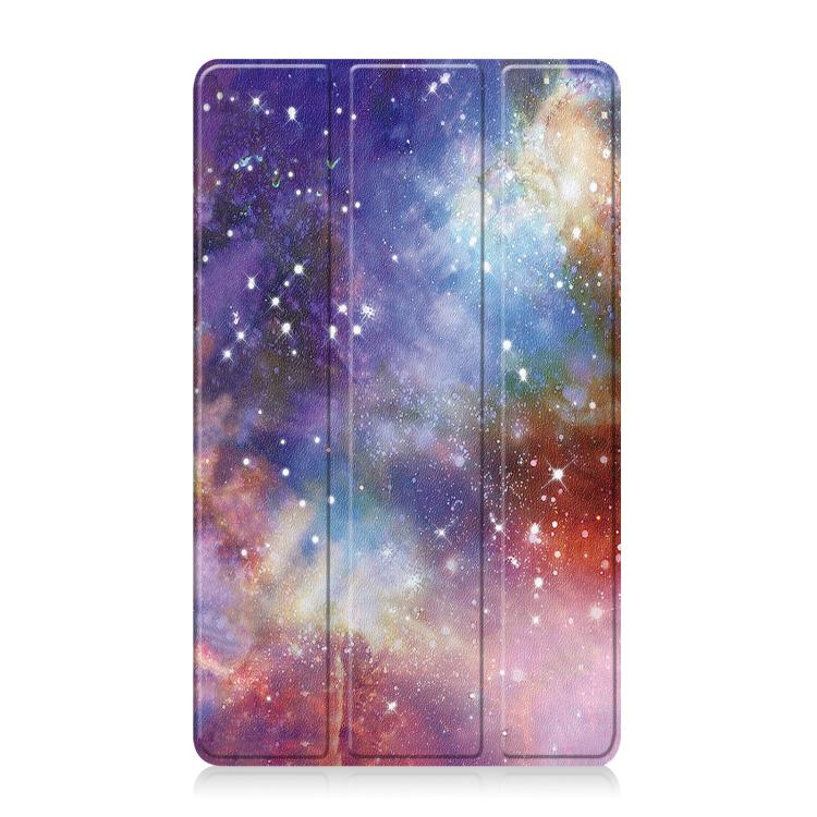 For Lenovo Tab One TB-305FU / Tab K9 Custer Painted 3-Fold Holder Leather Smart Tablet Case