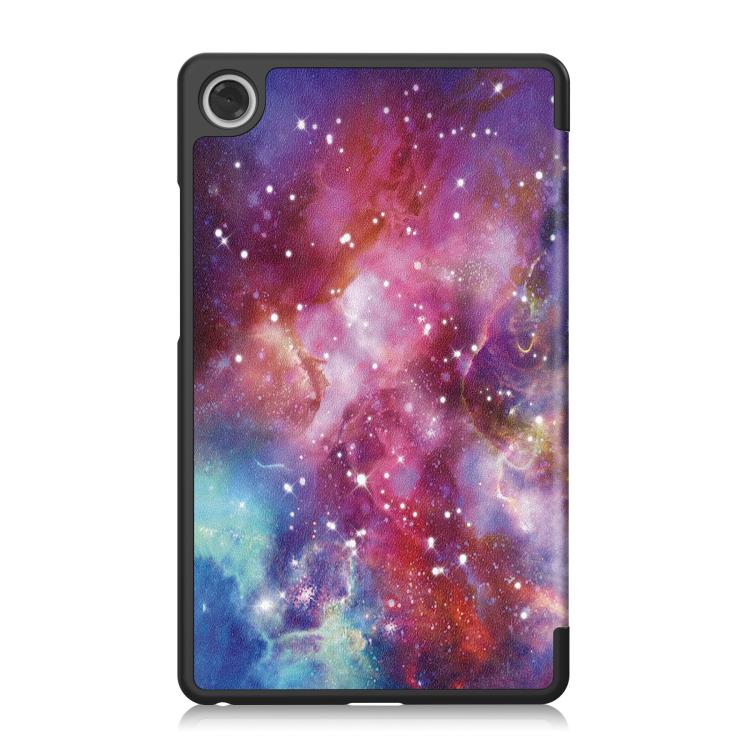 For Lenovo Tab One TB-305FU / Tab K9 Custer Painted 3-Fold Holder Leather Smart Tablet Case