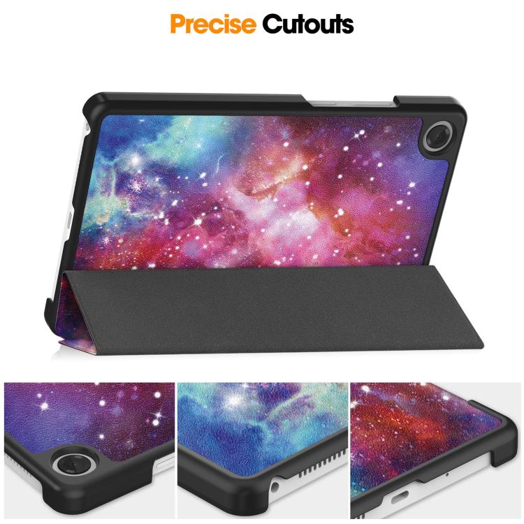 For Lenovo Tab One TB-305FU / Tab K9 Custer Painted 3-Fold Holder Leather Smart Tablet Case