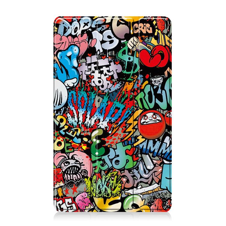 For Lenovo Tab One TB-305FU / Tab K9 Custer Painted 3-Fold Holder Leather Smart Tablet Case