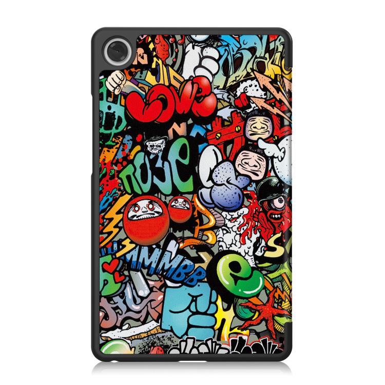 For Lenovo Tab One TB-305FU / Tab K9 Custer Painted 3-Fold Holder Leather Smart Tablet Case