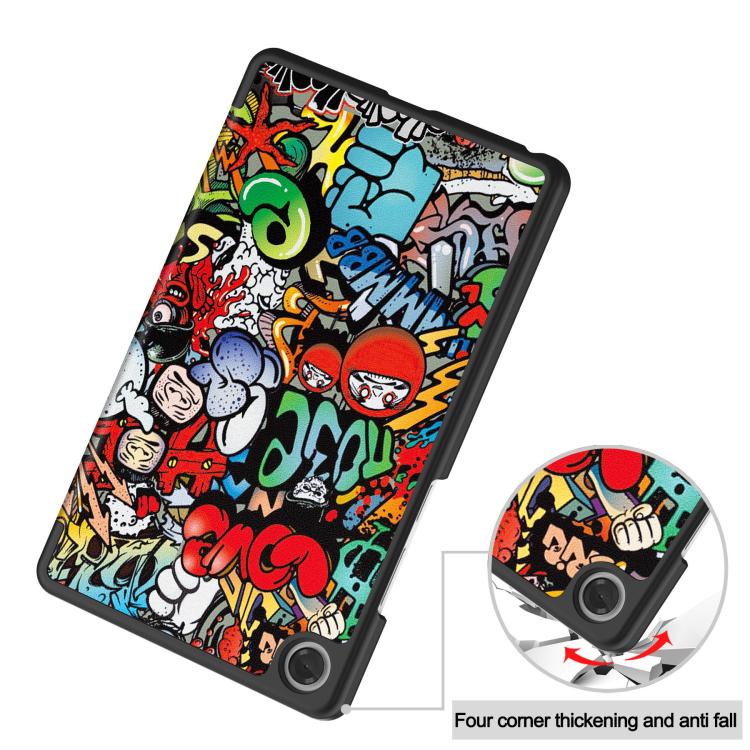 For Lenovo Tab One TB-305FU / Tab K9 Custer Painted 3-Fold Holder Leather Smart Tablet Case