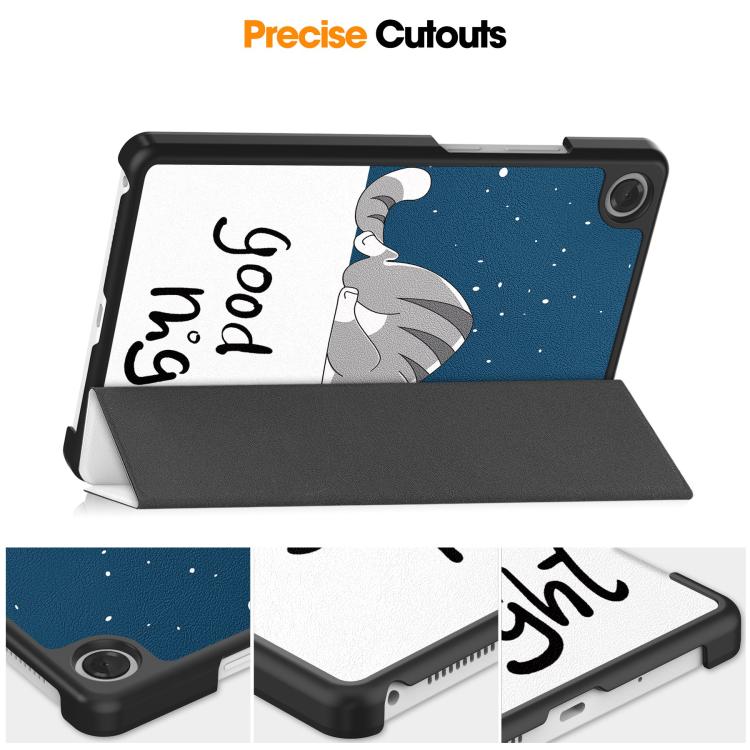 For Lenovo Tab One TB-305FU / Tab K9 Custer Painted 3-Fold Holder Leather Smart Tablet Case