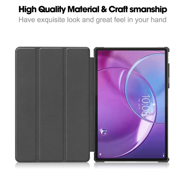 For Lenovo Idea Tab Pro Gen 2 13 Custer Painted 3-Fold Holder Leather Smart Tablet Case