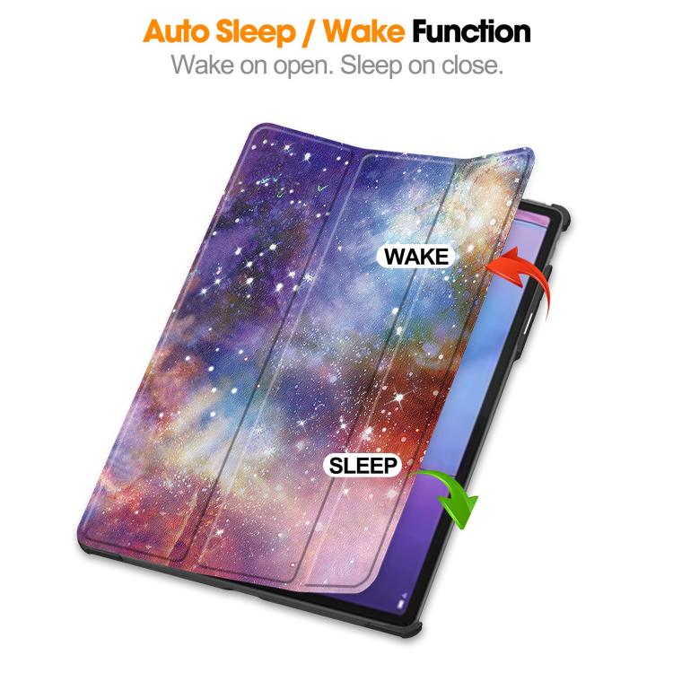 For Lenovo Idea Tab Pro Gen 2 13 Custer Painted 3-Fold Holder Leather Smart Tablet Case