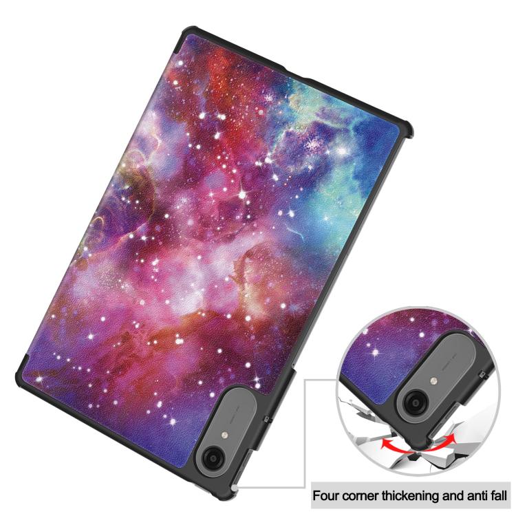 For Lenovo Idea Tab Pro Gen 2 13 Custer Painted 3-Fold Holder Leather Smart Tablet Case