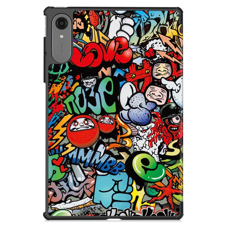 For Lenovo Idea Tab Pro Gen 2 13 Custer Painted 3-Fold Holder Leather Smart Tablet Case