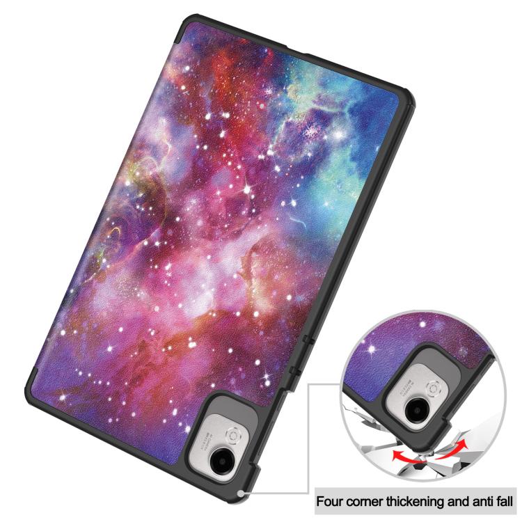 For Honor Pad X9 Pro Custer Painted 3-Fold Holder Leather Tablet Case