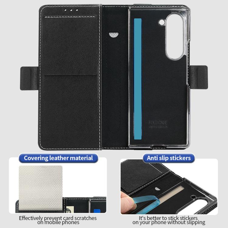 For Samsung Galaxy Z Fold5 VIETAO Integrated Spliced Leather Phone Case with Elastic Bowl Strap