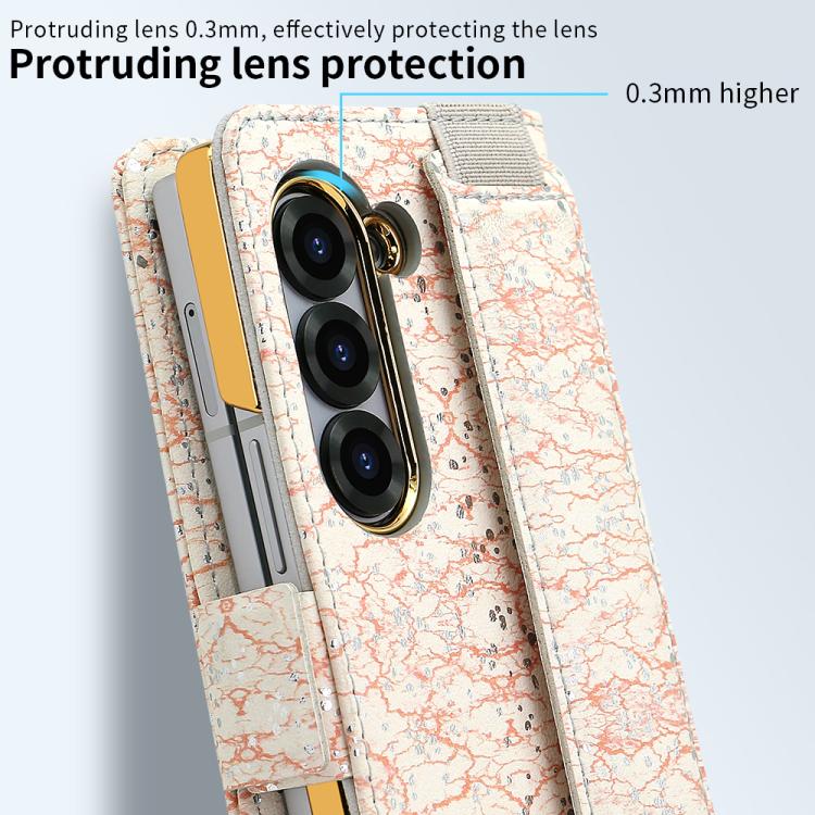 For Samsung Galaxy Z Fold6 VIETAO Integrated Colorful Leather Phone Case with Elastic Bowl Strap