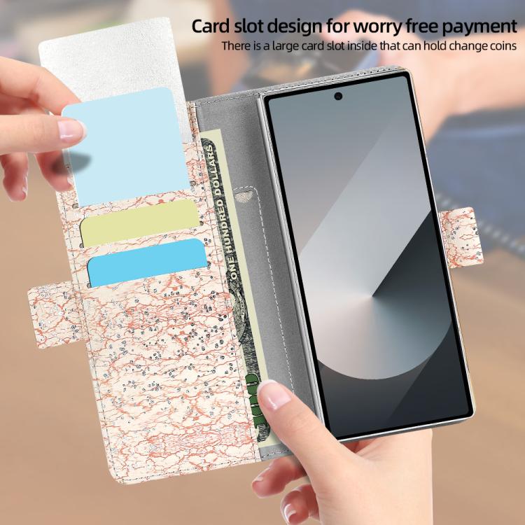 For Samsung Galaxy Z Fold6 VIETAO Integrated Colorful Leather Phone Case with Elastic Bowl Strap