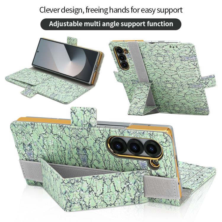 For Samsung Galaxy Z Fold6 VIETAO Integrated Colorful Leather Phone Case with Elastic Bowl Strap