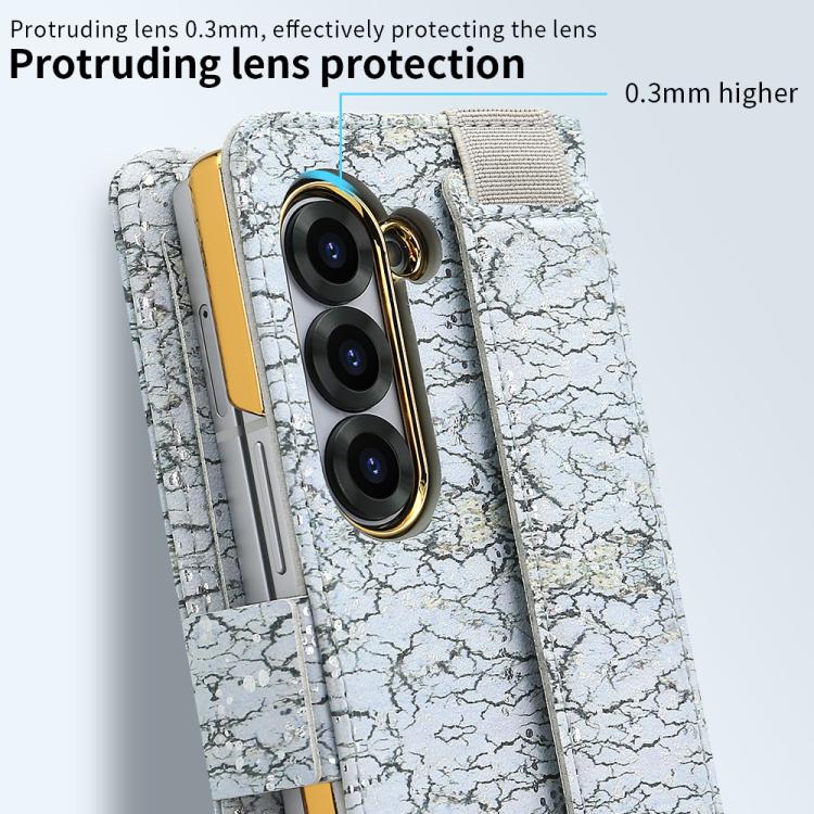 For Samsung Galaxy Z Fold6 VIETAO Integrated Colorful Leather Phone Case with Elastic Bowl Strap