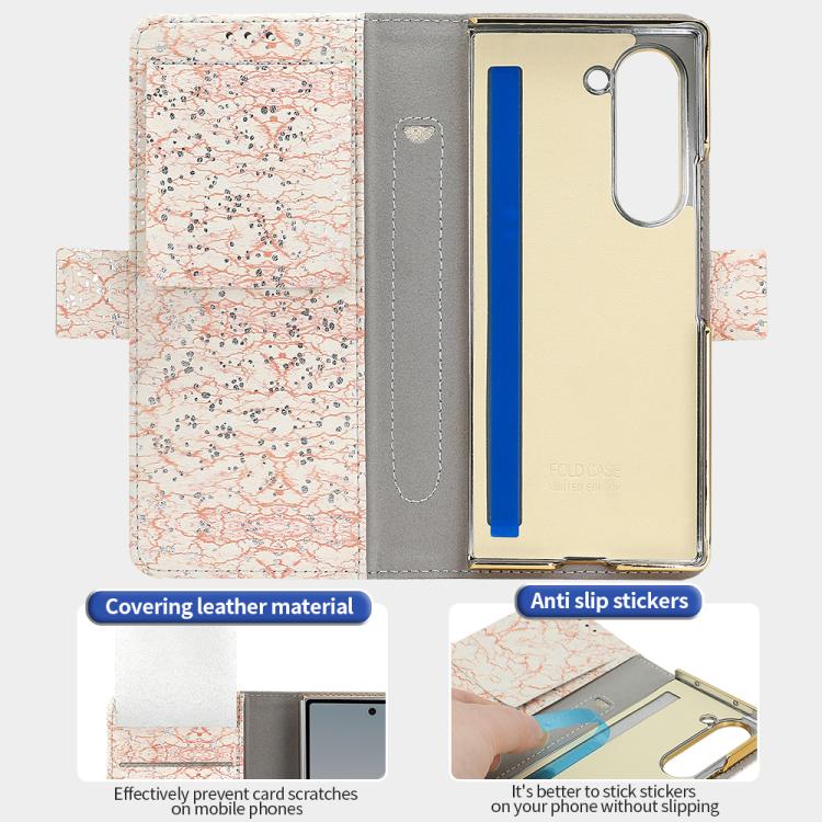 For Samsung Galaxy Z Fold5 VIETAO Integrated Colorful Leather Phone Case with Elastic Bowl Strap