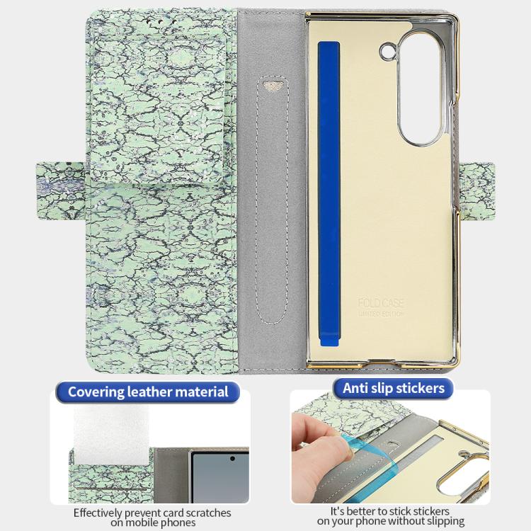 For Samsung Galaxy Z Fold5 VIETAO Integrated Colorful Leather Phone Case with Elastic Bowl Strap