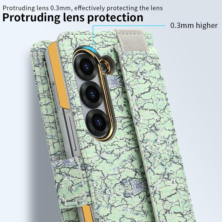 For Samsung Galaxy Z Fold5 VIETAO Integrated Colorful Leather Phone Case with Elastic Bowl Strap