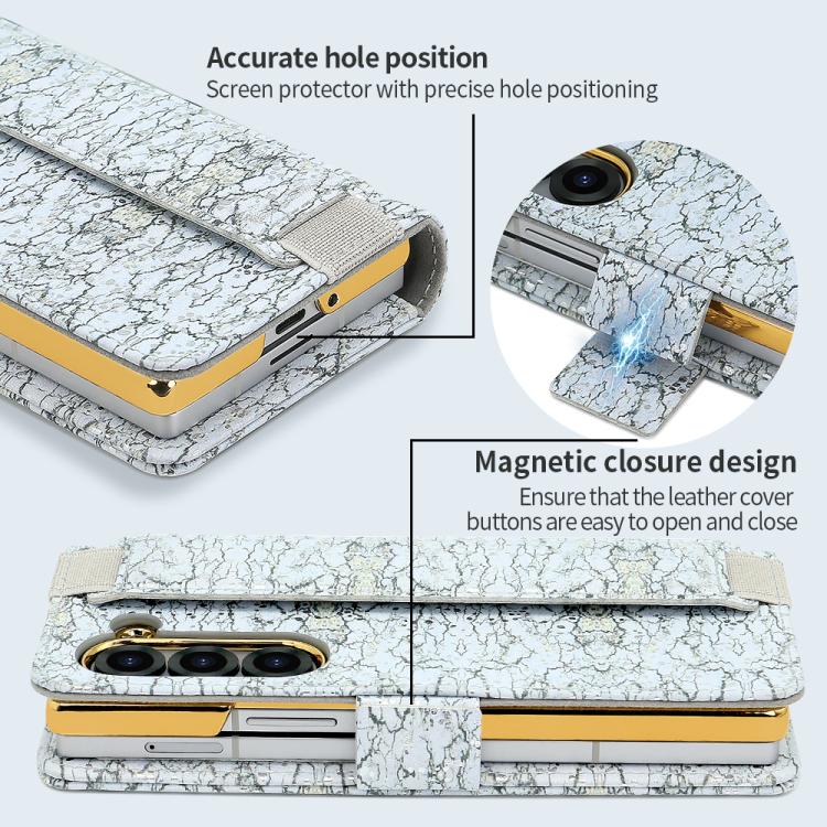 For Samsung Galaxy Z Fold5 VIETAO Integrated Colorful Leather Phone Case with Elastic Bowl Strap