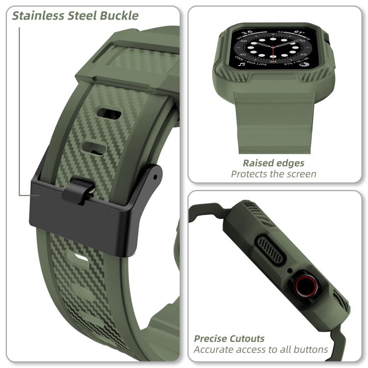For Apple Watch 46mm / 45mm / 44mm / 42mm VIETAO Carbon Fiber Silicone Strap