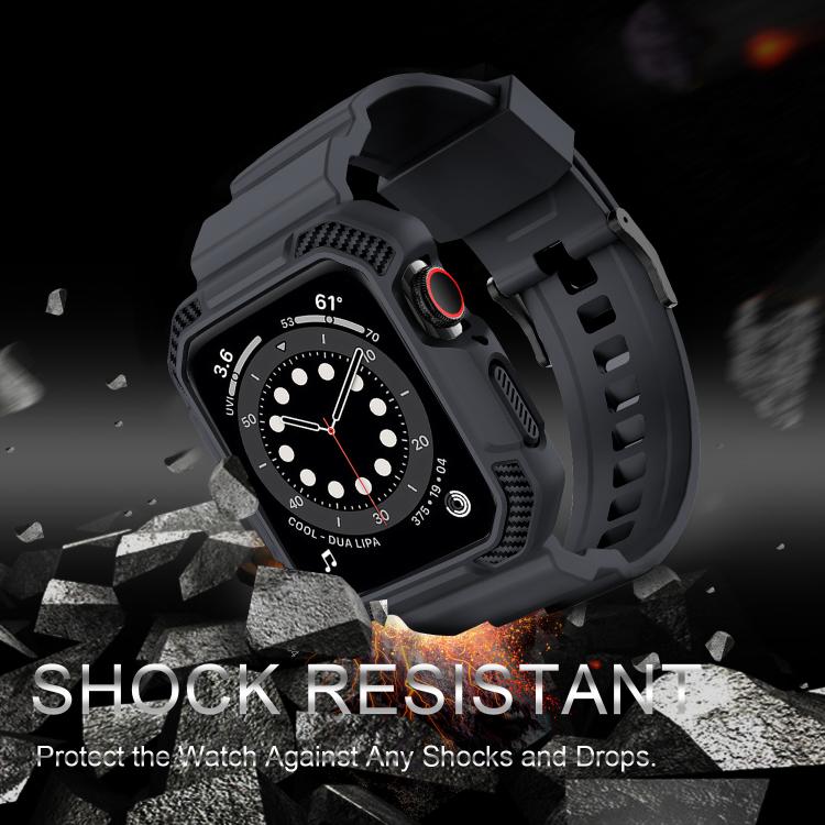 For Apple Watch 46mm / 45mm / 44mm / 42mm VIETAO Carbon Fiber Silicone Strap