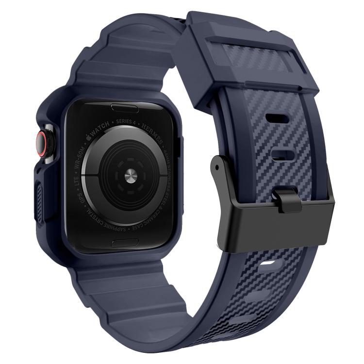 For Apple Watch 46mm / 45mm / 44mm / 42mm VIETAO Carbon Fiber Silicone Strap