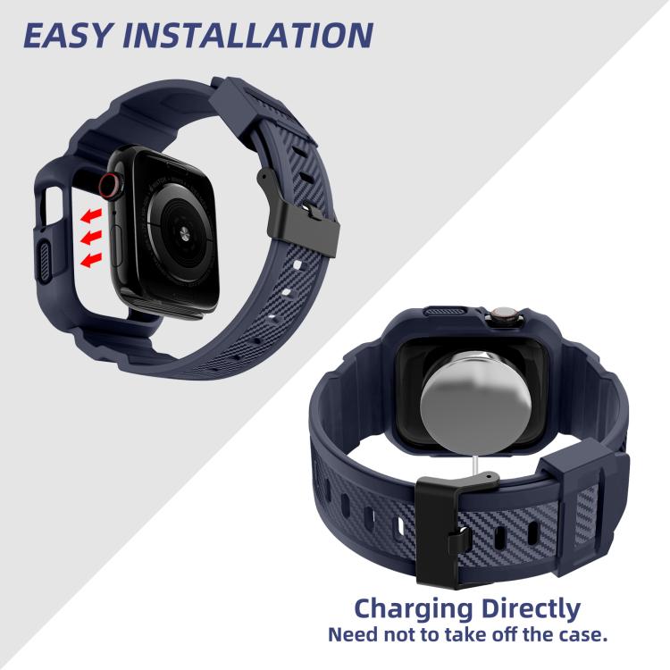 For Apple Watch 46mm / 45mm / 44mm / 42mm VIETAO Carbon Fiber Silicone Strap