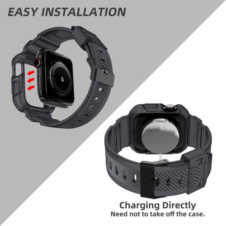 For Apple Watch 46mm / 45mm / 44mm / 42mm VIETAO Carbon Fiber Silicone Strap