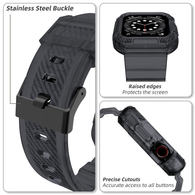 For Apple Watch 46mm / 45mm / 44mm / 42mm VIETAO Carbon Fiber Silicone Strap